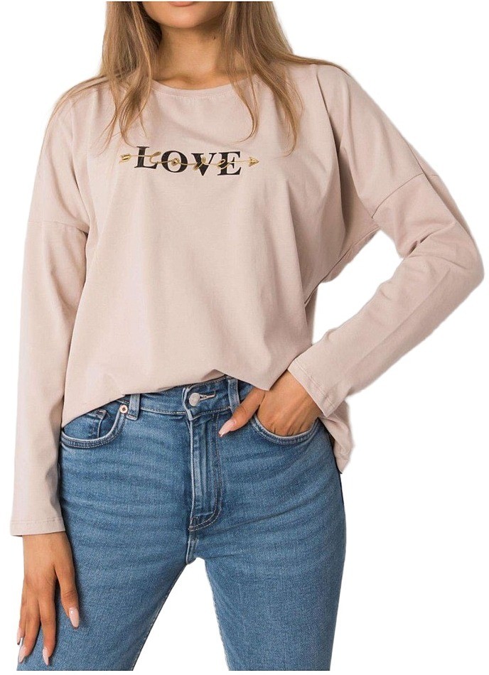 Bézs színű női póló szerelem felirattal