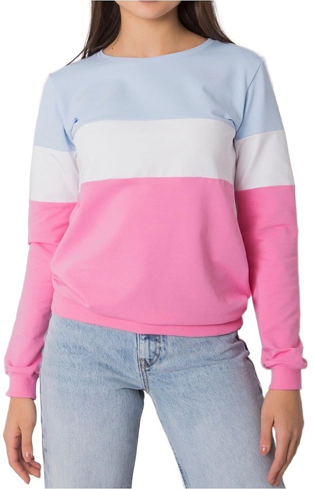 Kék-rózsaszín női kapucnis pulóver
