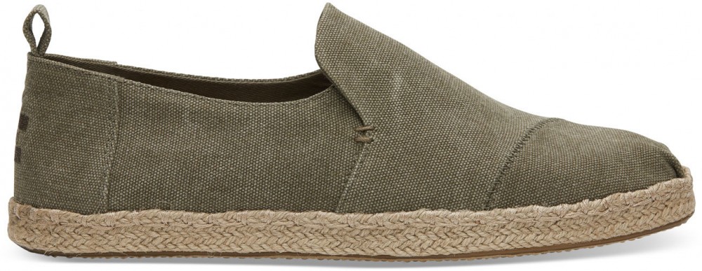 Toms Olive Washed Canvas Alpargata