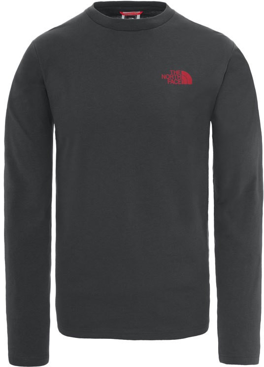 The North Face M L/S New Peak Tee Asphalt Grey/Rage Red