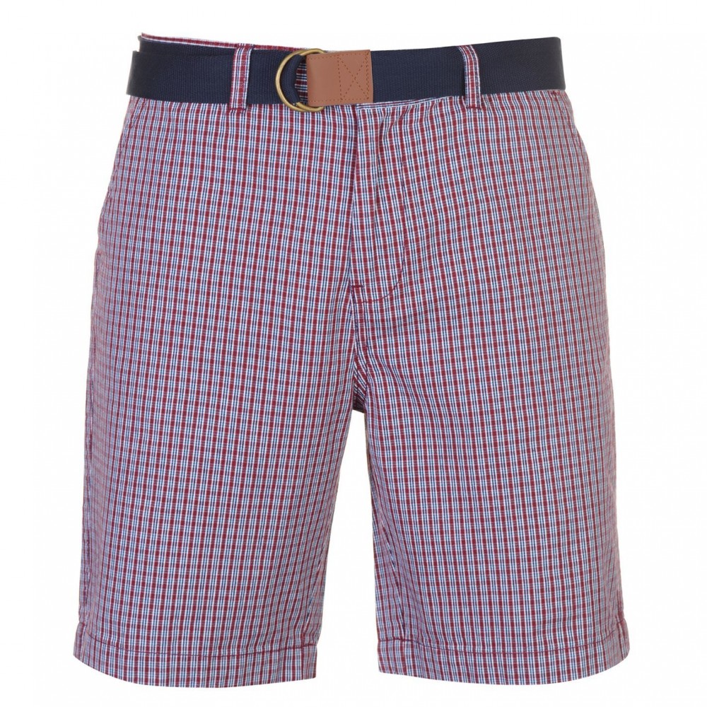 Pierre Cardin Check Belted Shorts Mens