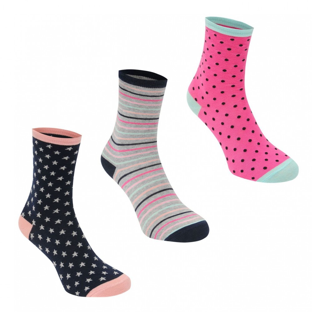 Miso 3 Pack Patterned Design Socks Ladies