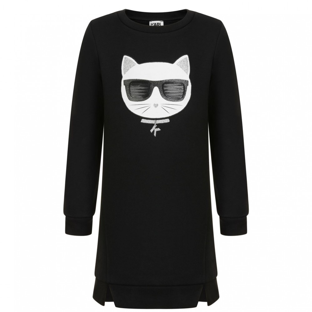 Karl Lagerfeld Girls Skwl Cat Sweatshirt Dress