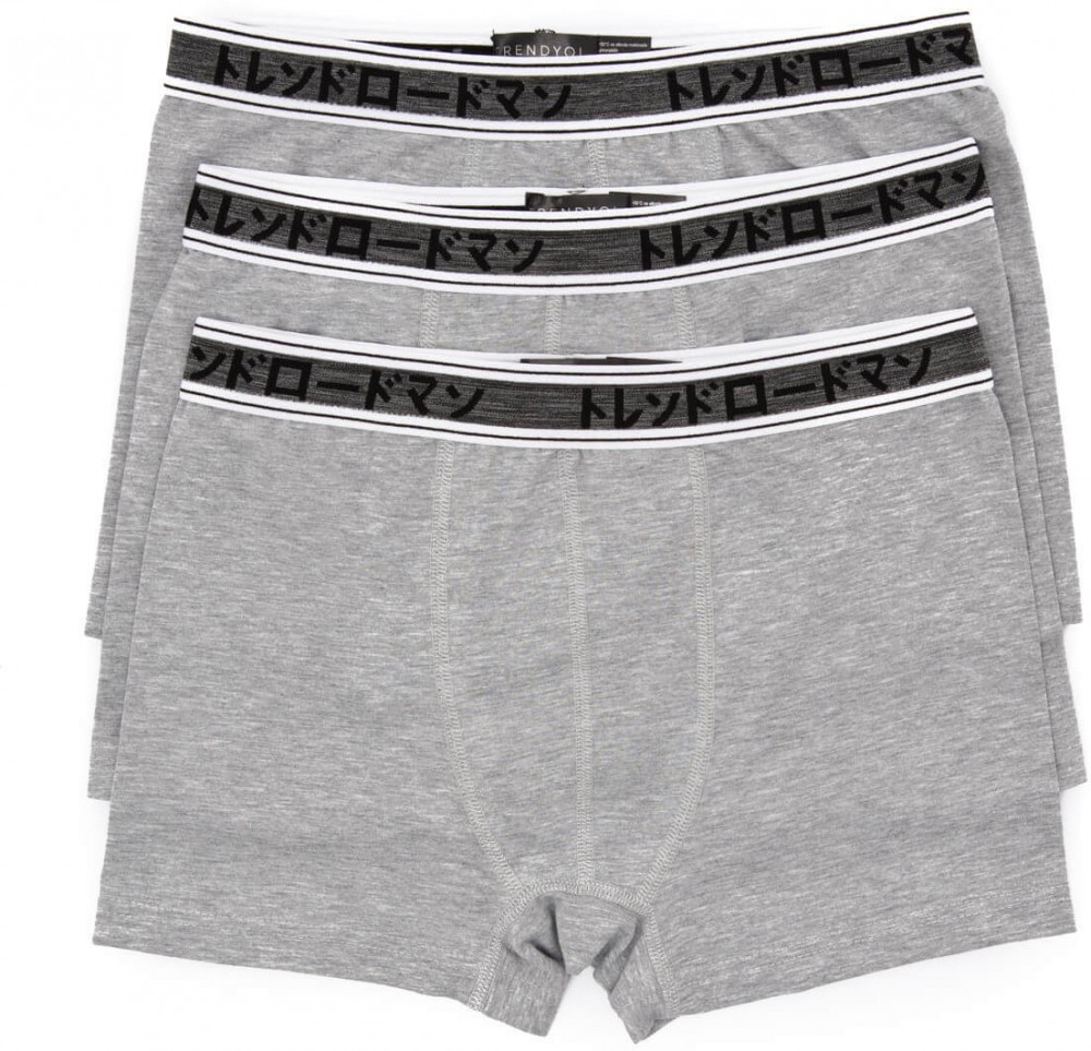Trendyol Grey Male Boxer-solid color 3-Mixed Packs