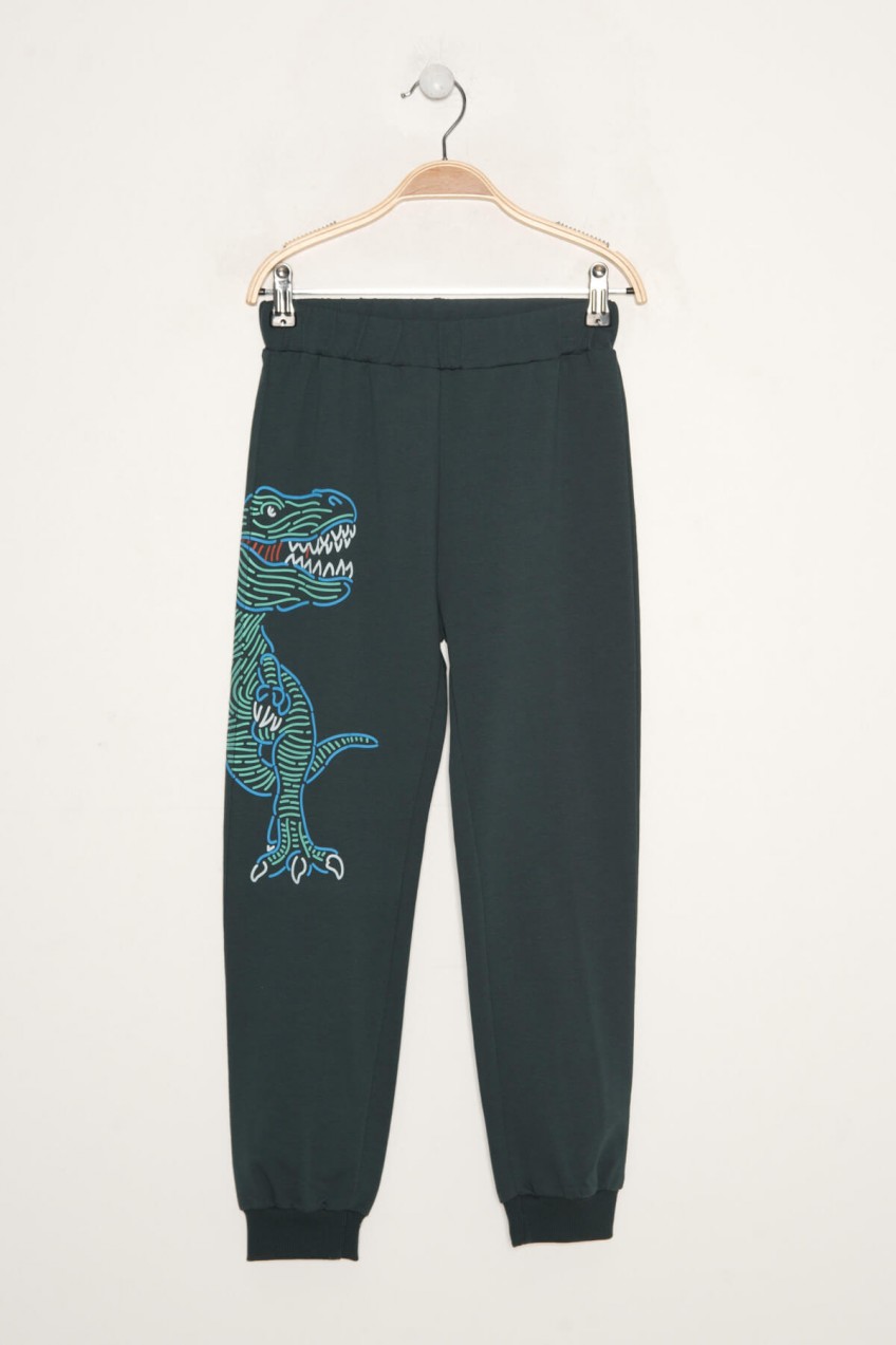 Trendyol Green Dinosaur Printed Boys Sweatpants