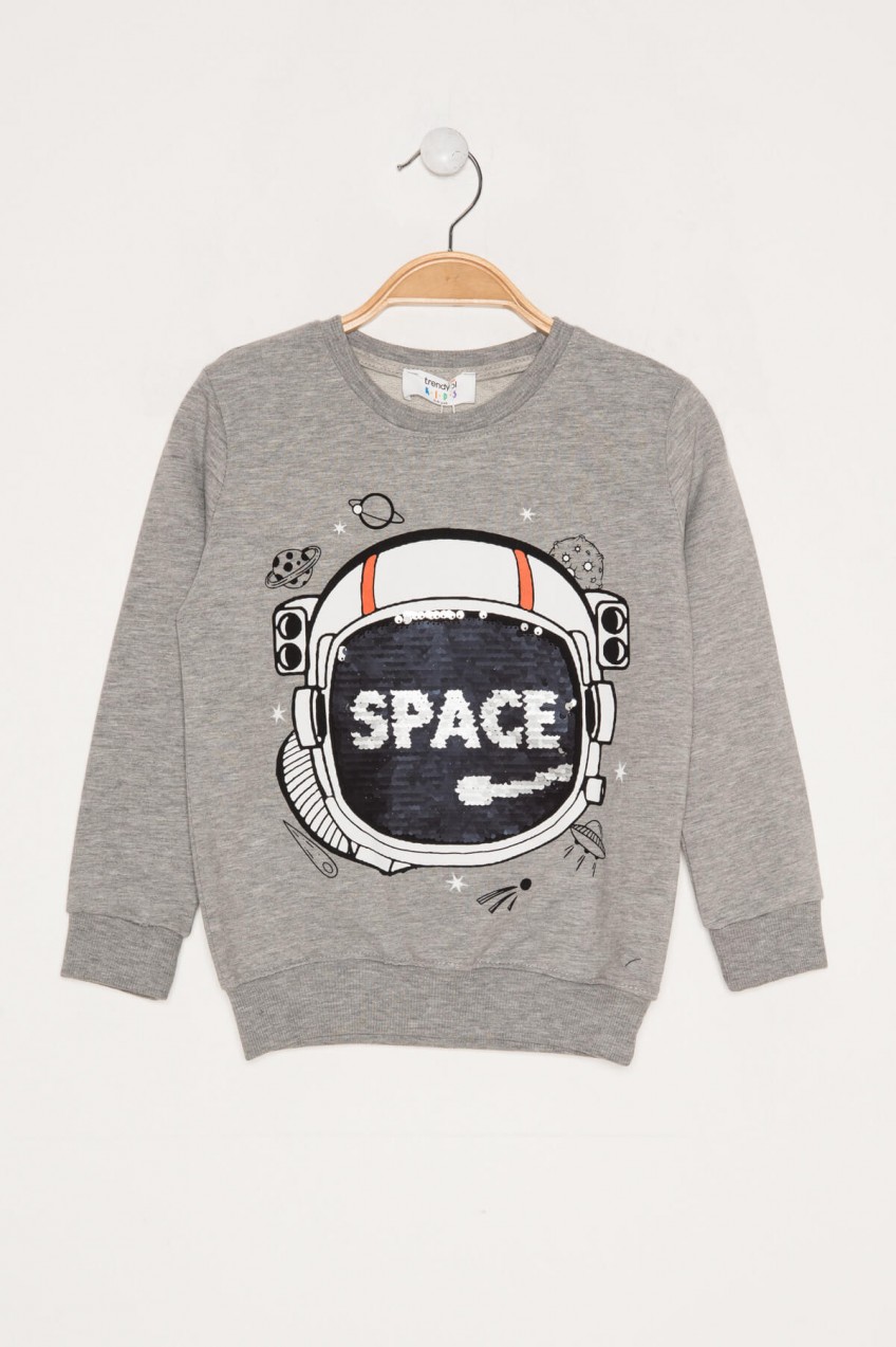 Trendyol Grey Sequin Space Boys Sweatshirts