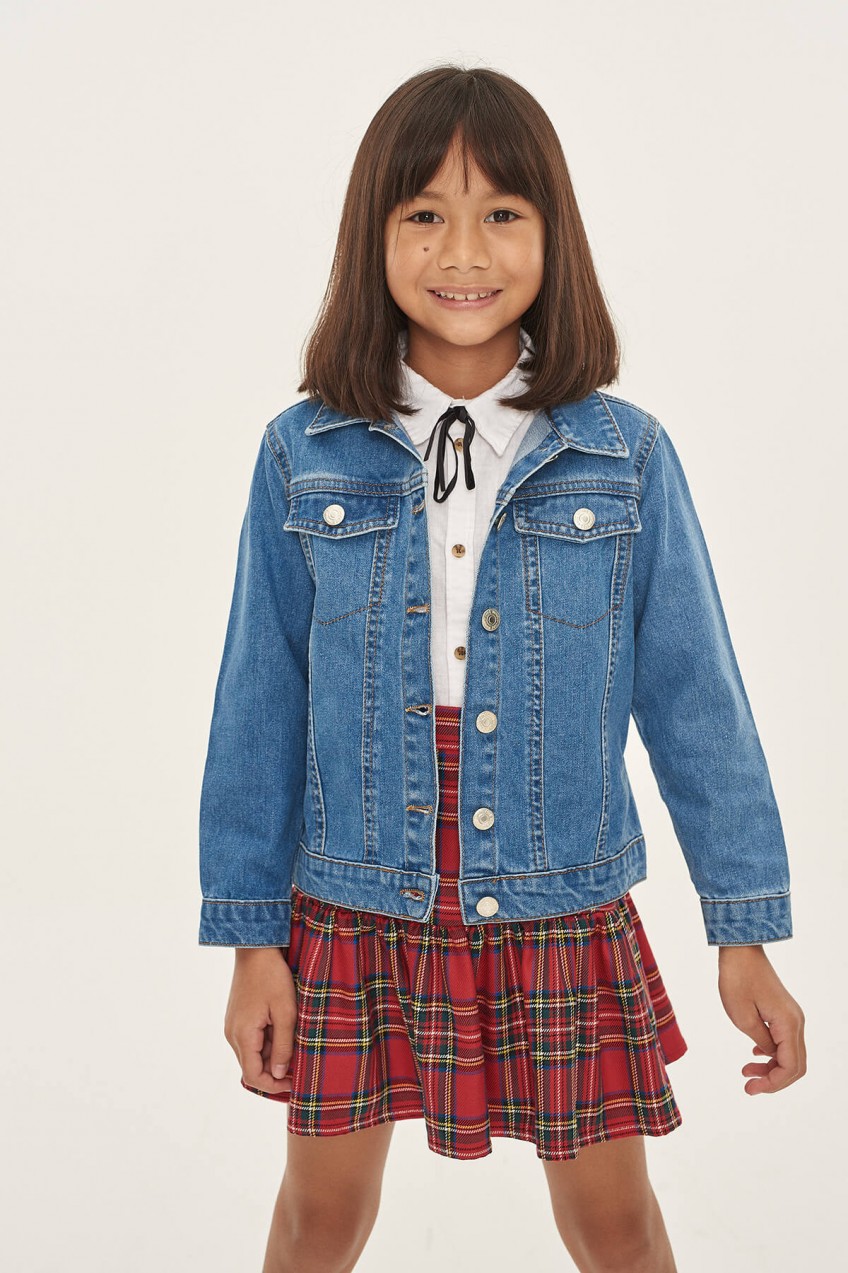 Trendyol Blue Ridge Patch Detailed Denim Unisex Kids Jacket