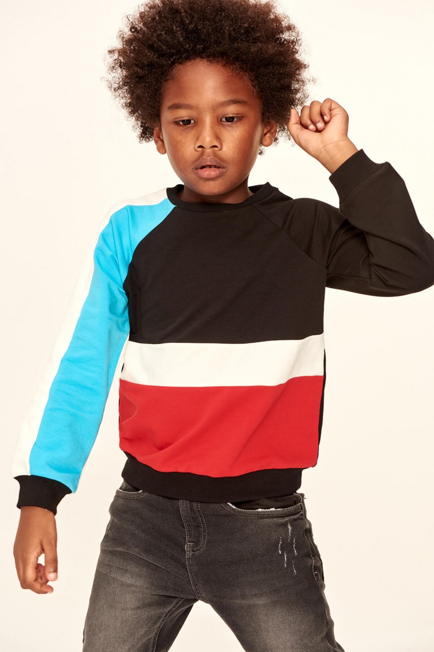 Trendyol Black Color Block Detailed Male Children's Sweatshirts