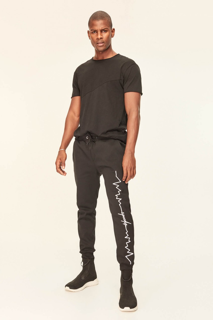 Trendyol Black Men's Sweatpants-Graphic-Printed
