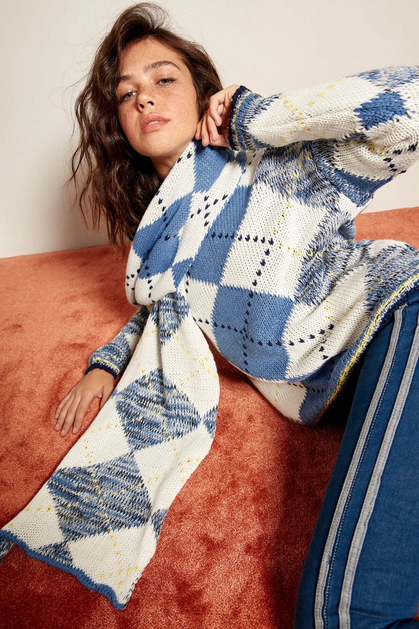 Trendyol Ecru Argyle Sweater Sweaters