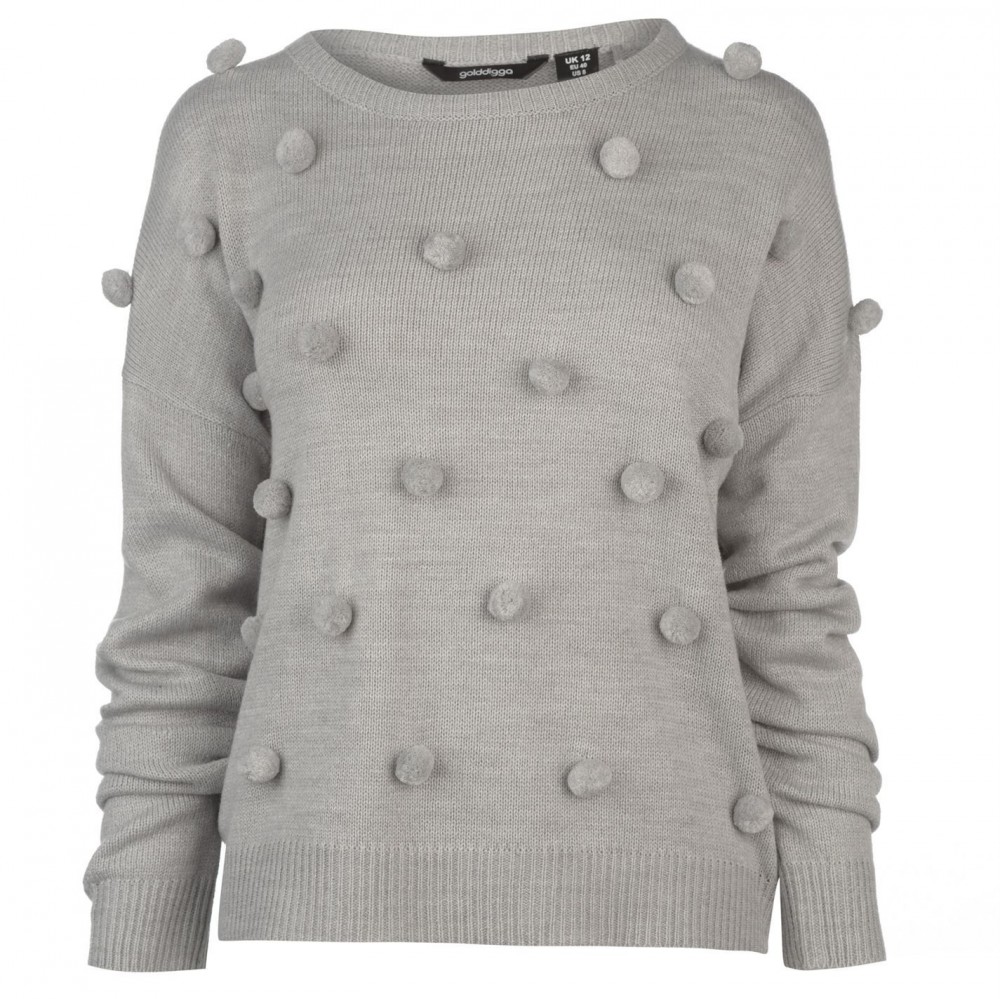 Golddigga Pompom Knit Jumper Ladies