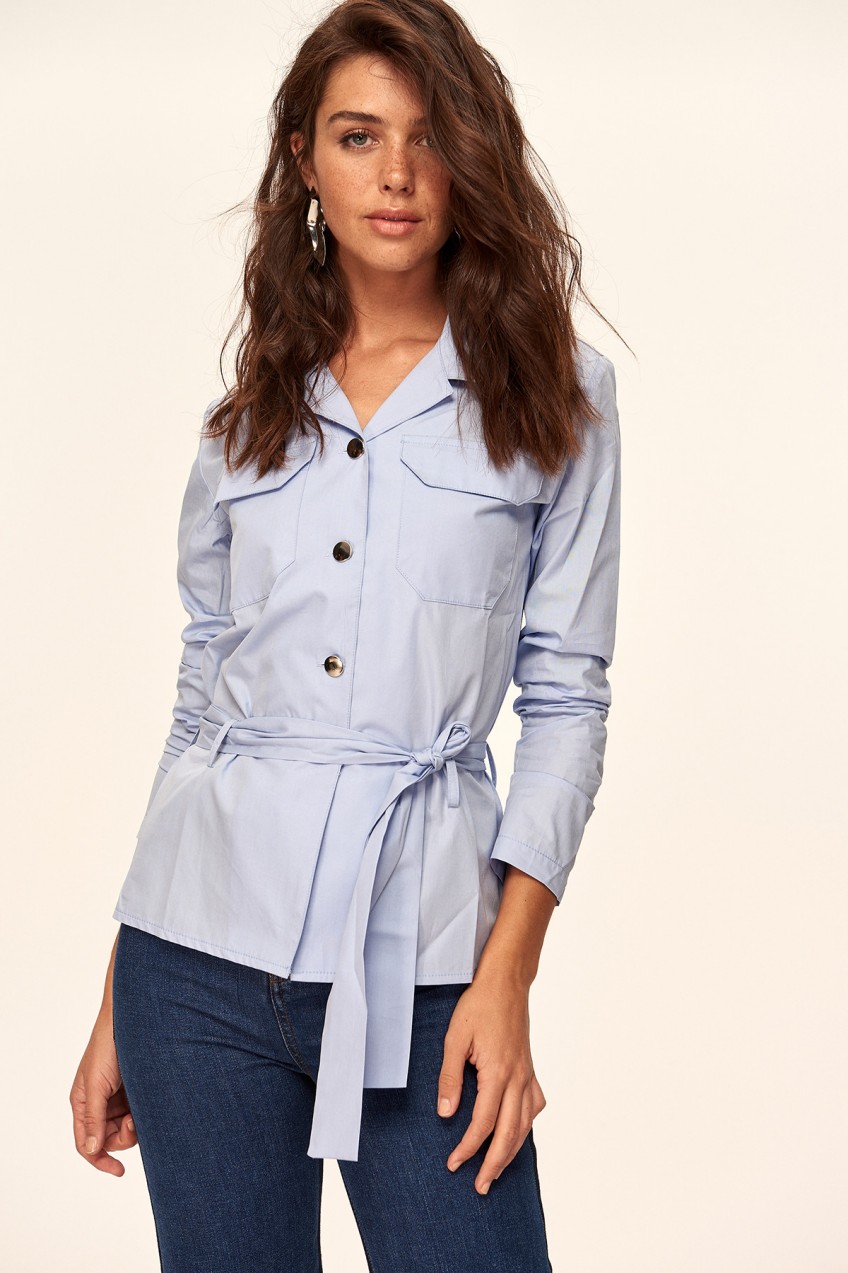 Trendyol Blue-Breasted Shirt Waist