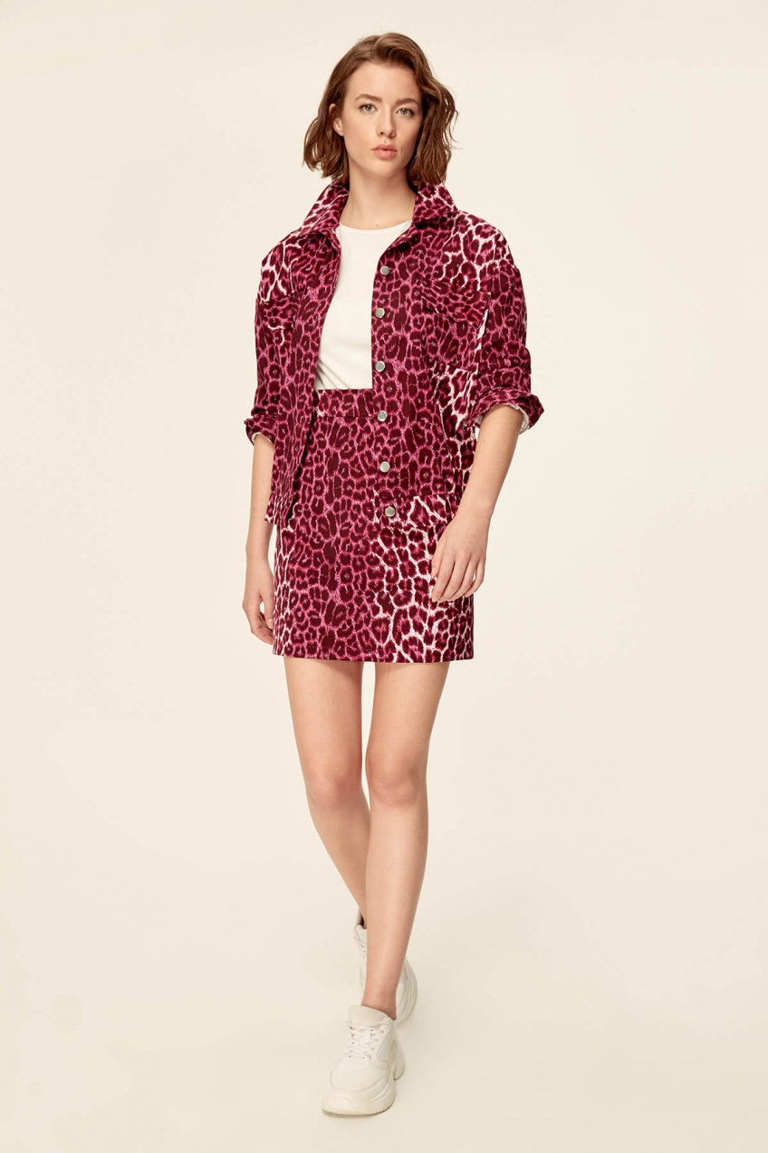 Trendyol Pink Leopard Print Skirt