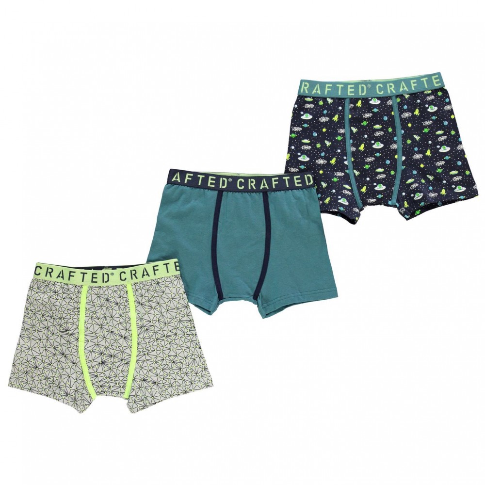 Crafted Essentials 3 Pack Design Boxer Shorts Boys