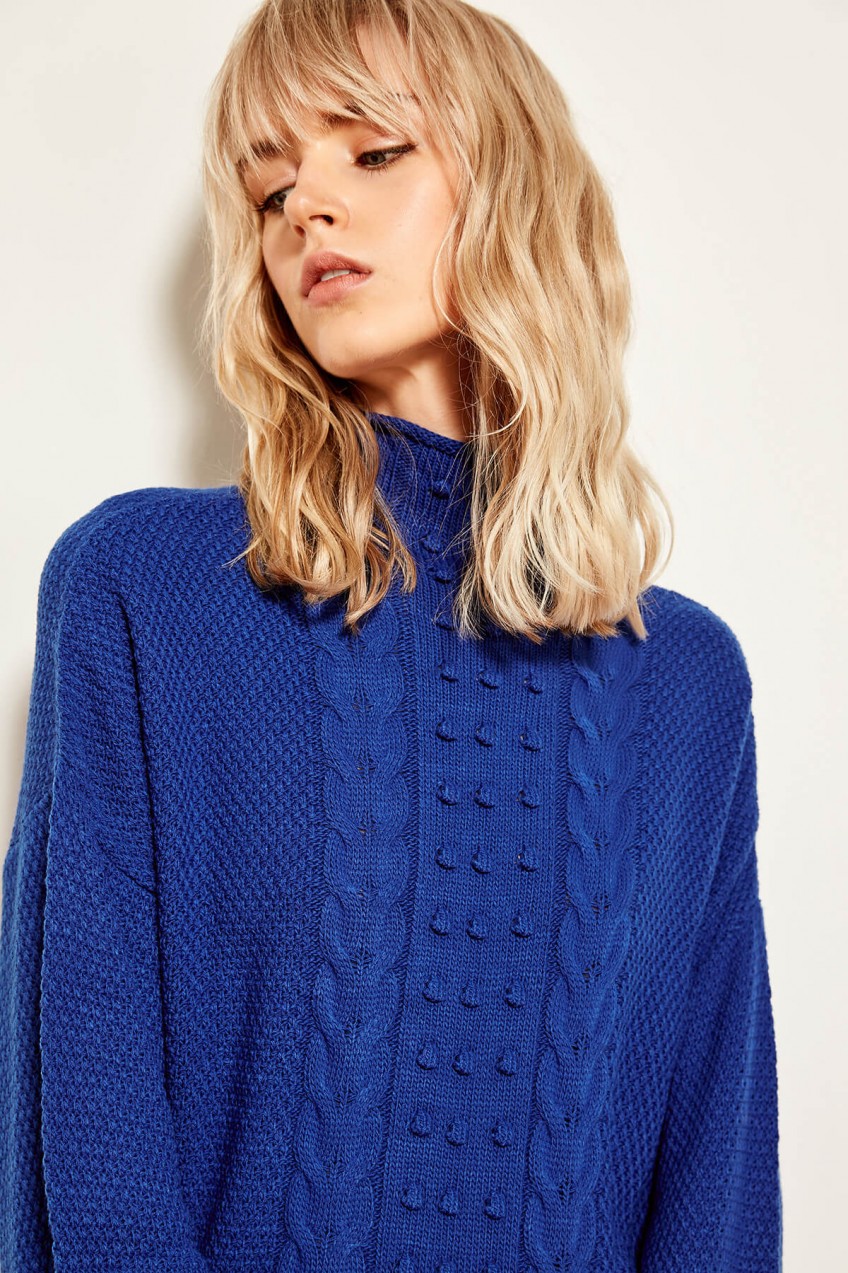 Trendyol Saks Braided Knitted Sweater