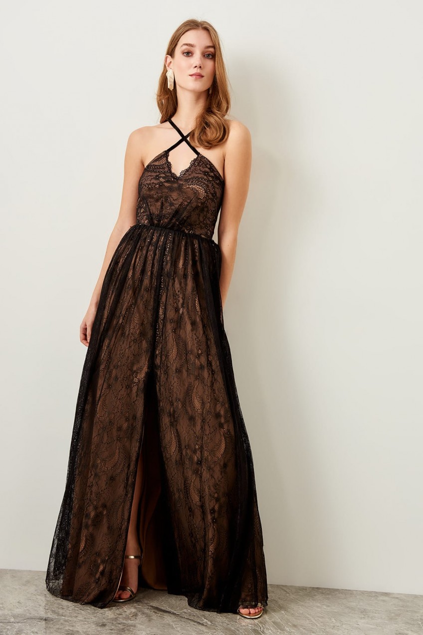 Trendyol Black Lace Detail Dress