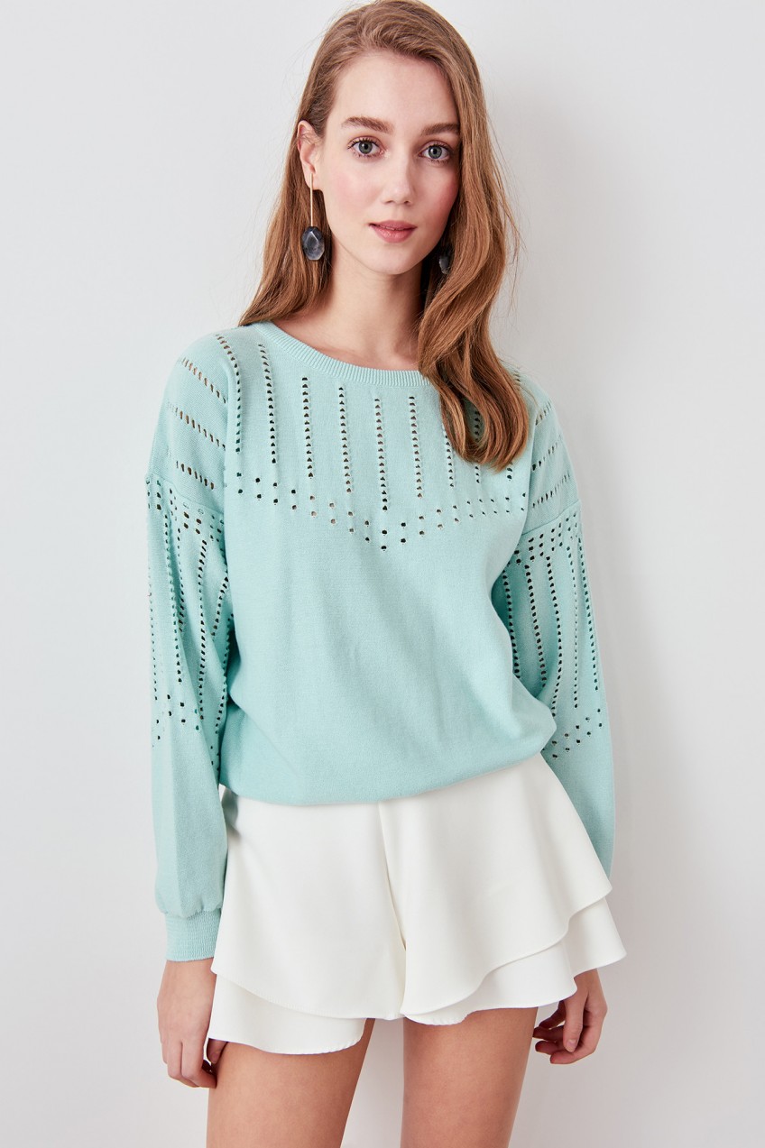 Trendyol 100% Cotton Mint Lace Summer sweater sweaters