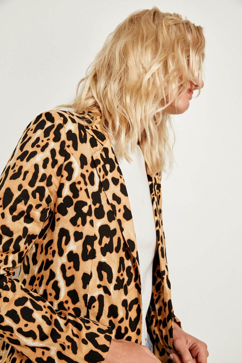 Trendyol Mink Leopard Print Jacket
