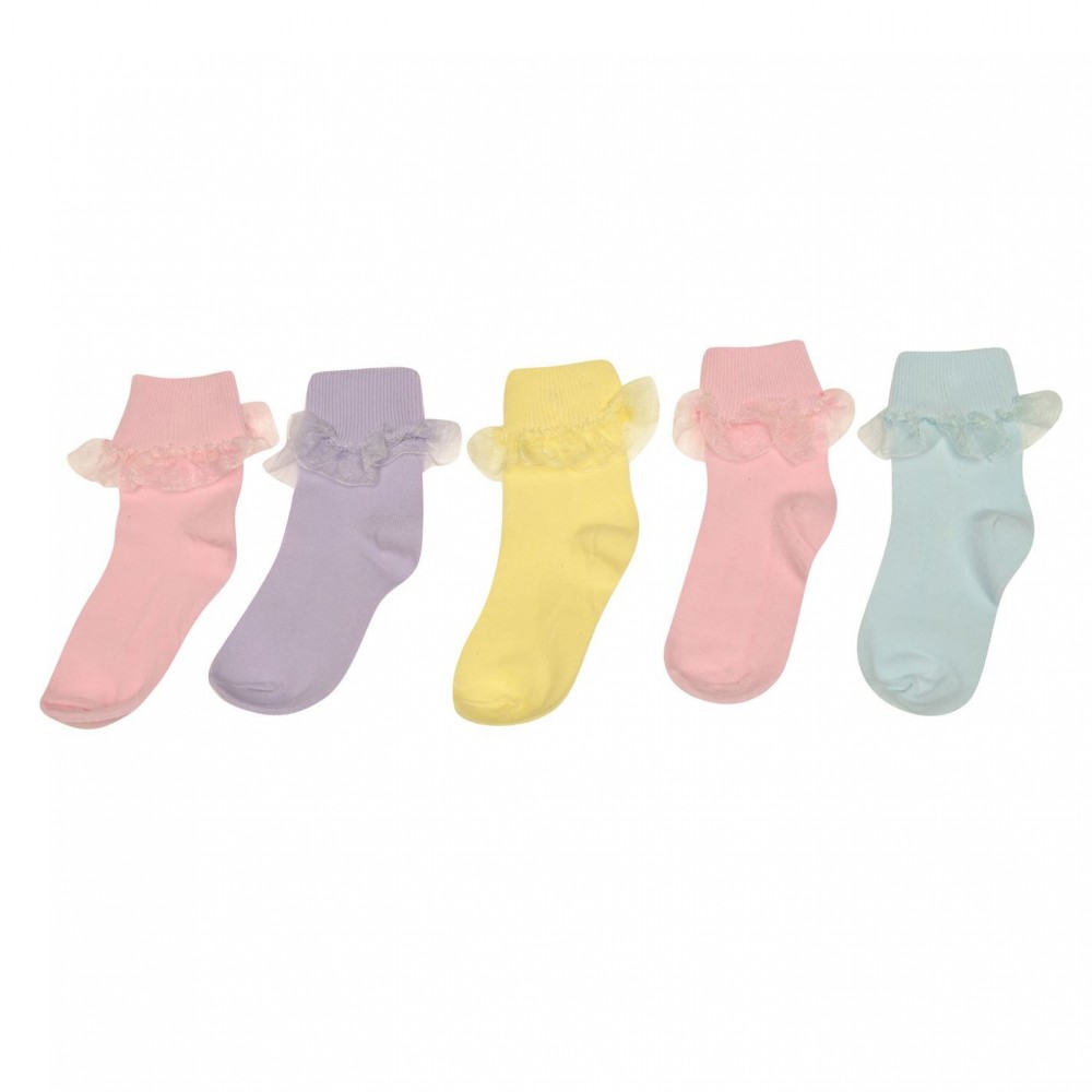 Crafted Essentials 5 Pack Frilly Socks Girls