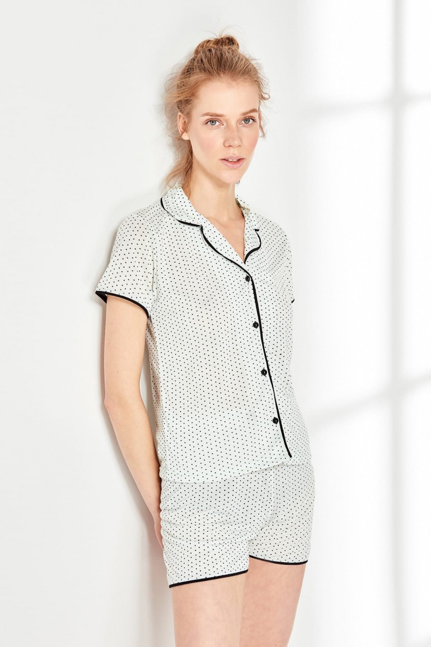 Trendyol Mint buttoned Welt shorts Pajama Set