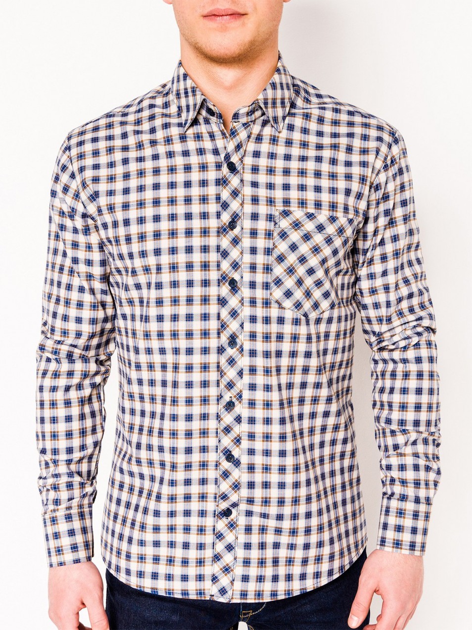 Ombre Clothing Men's check shirt with long sleeves K422