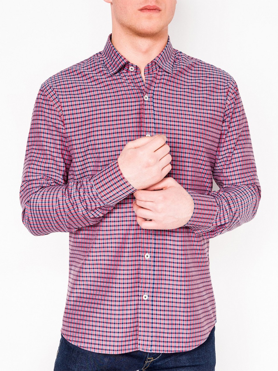 Ombre Clothing Men's check shirt with long sleeves K448