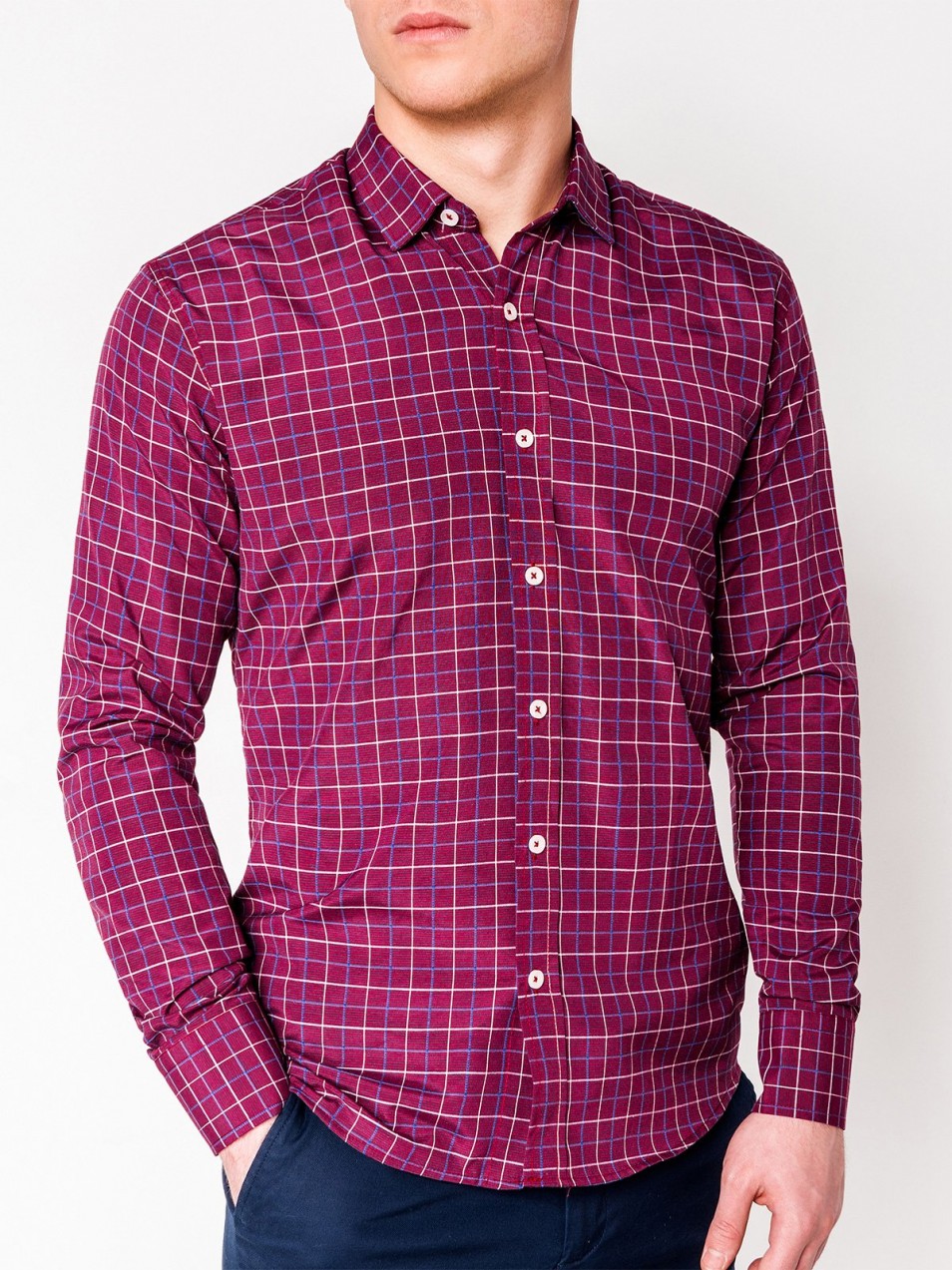 Ombre Clothing Men's check shirt with long sleeves K449