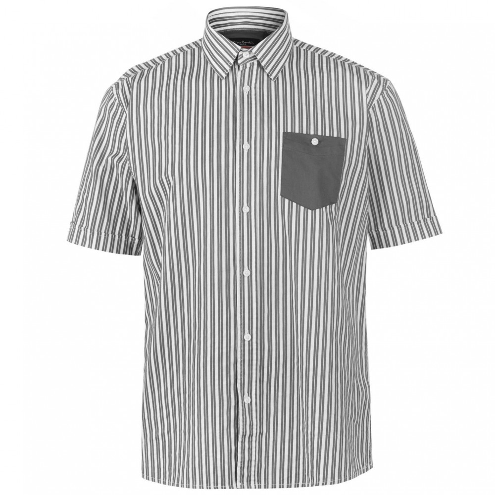Pierre Cardin Pocket Detail Striped Short Sleeve Shirt Mens