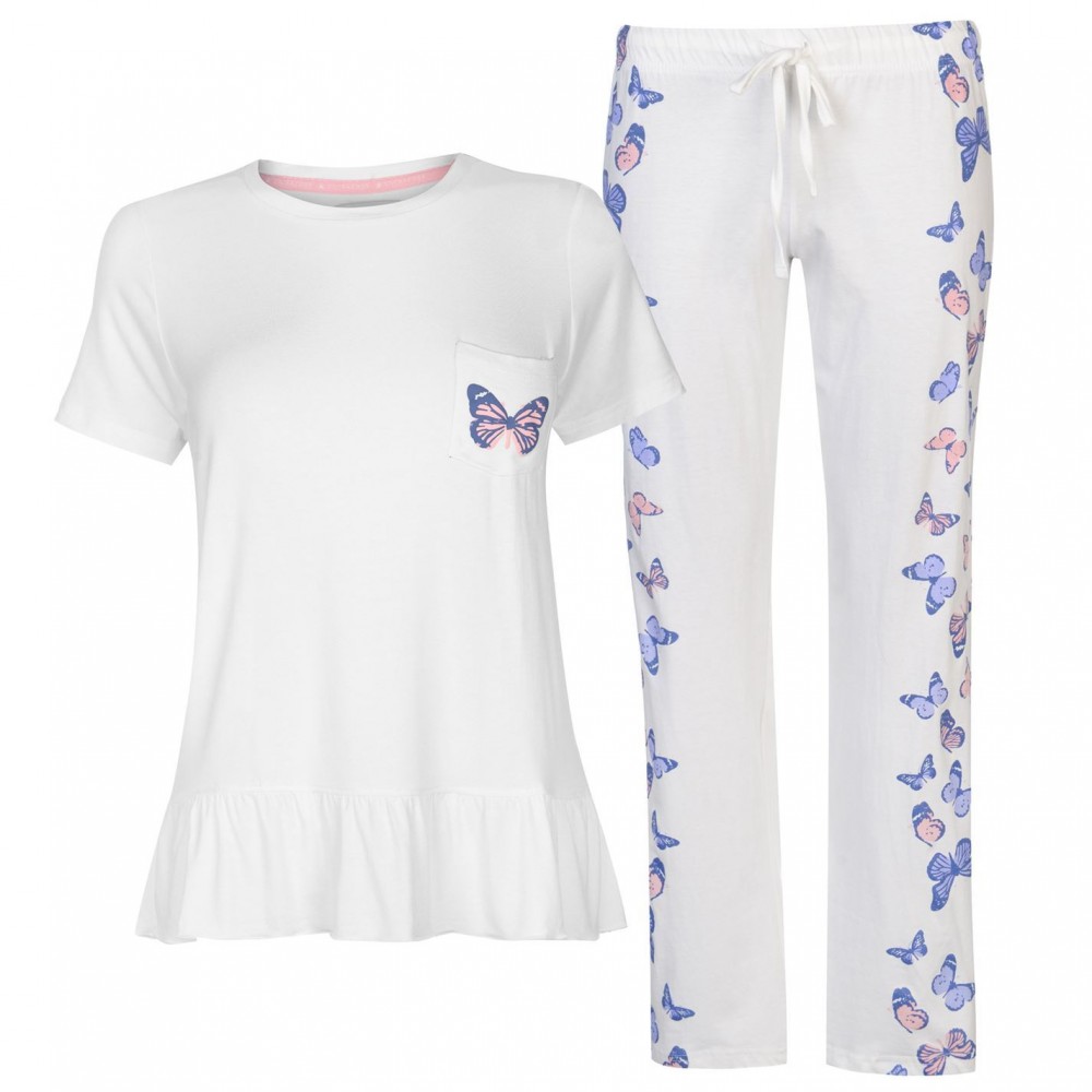 Rock and Rags Butterfly Pyjama Set Ladies