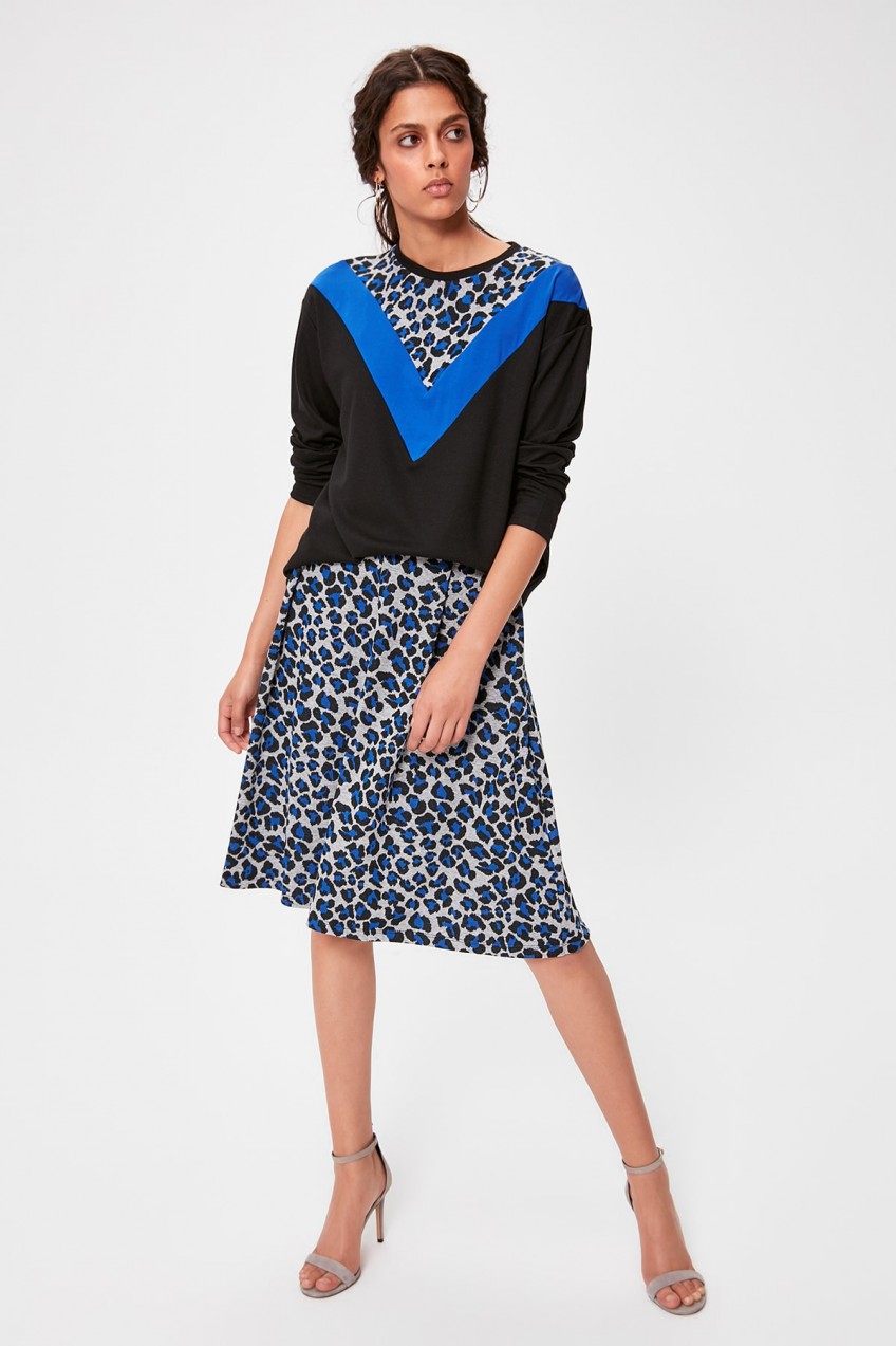 Trendyol Multicolored Leopard Pattern Knitted Skirt