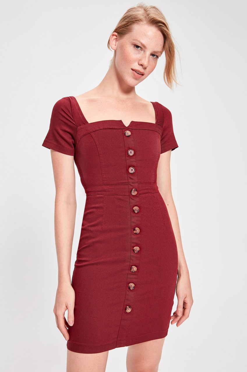 Trendyol Burgundy Button Dress