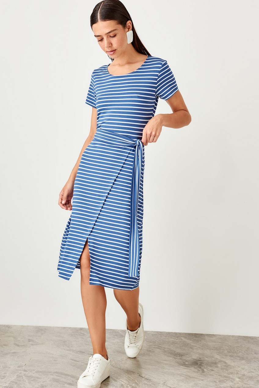 Trendyol Navy blue striped Knitted dress