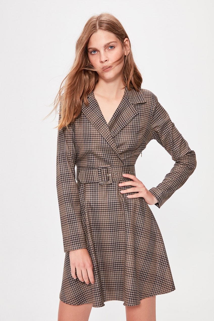 Trendyol Brown BeltEd Dress