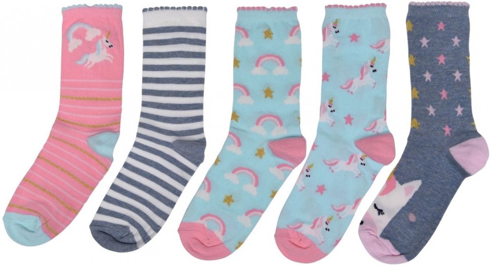 Crafted Essentials 5 Pack Unicorn Socks Infant Girls