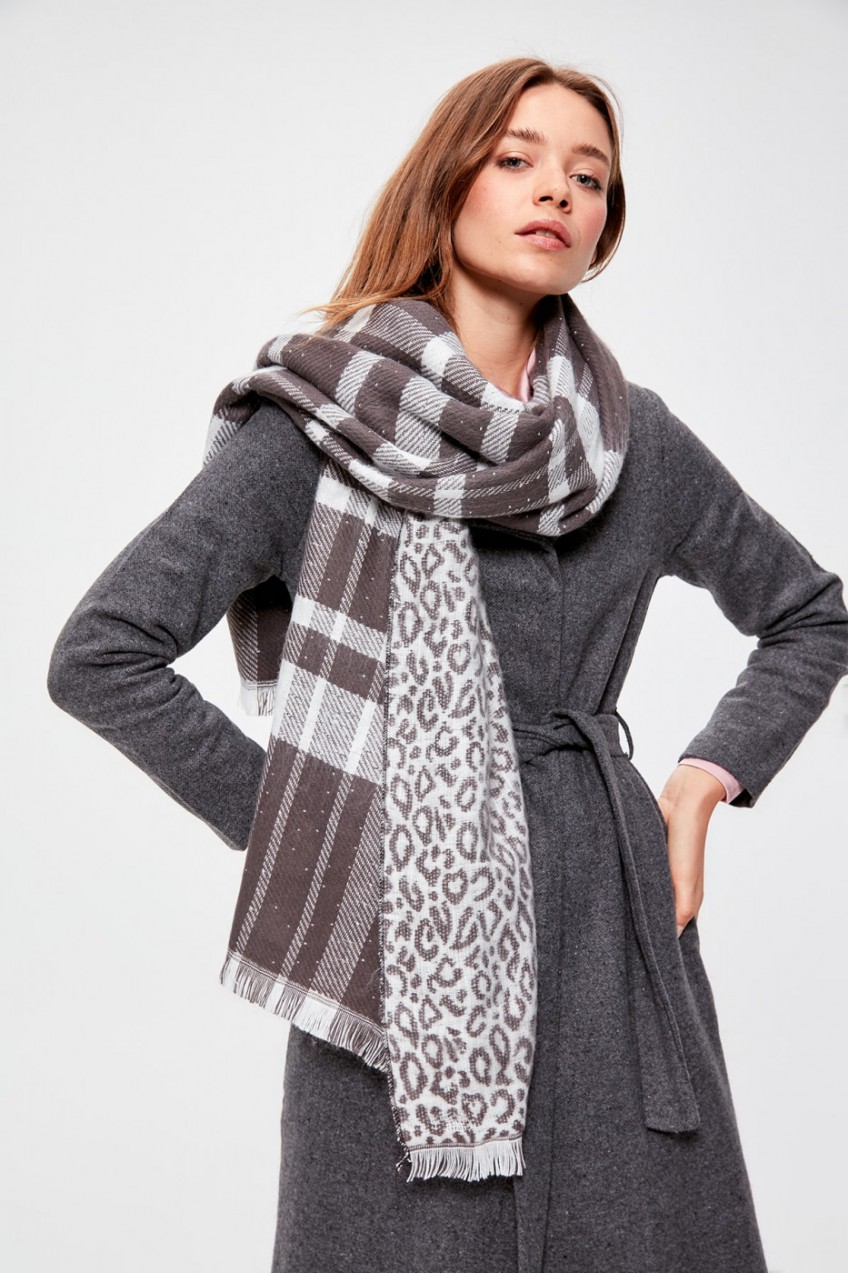 Trendyol Grey Patterned Double Sided Scarf