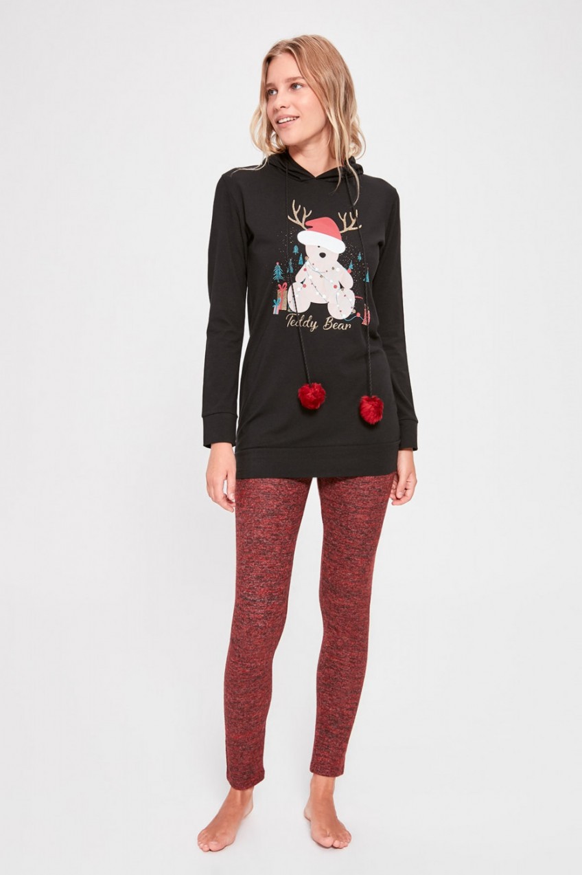 Trendyol Black Christmas Pajama Set