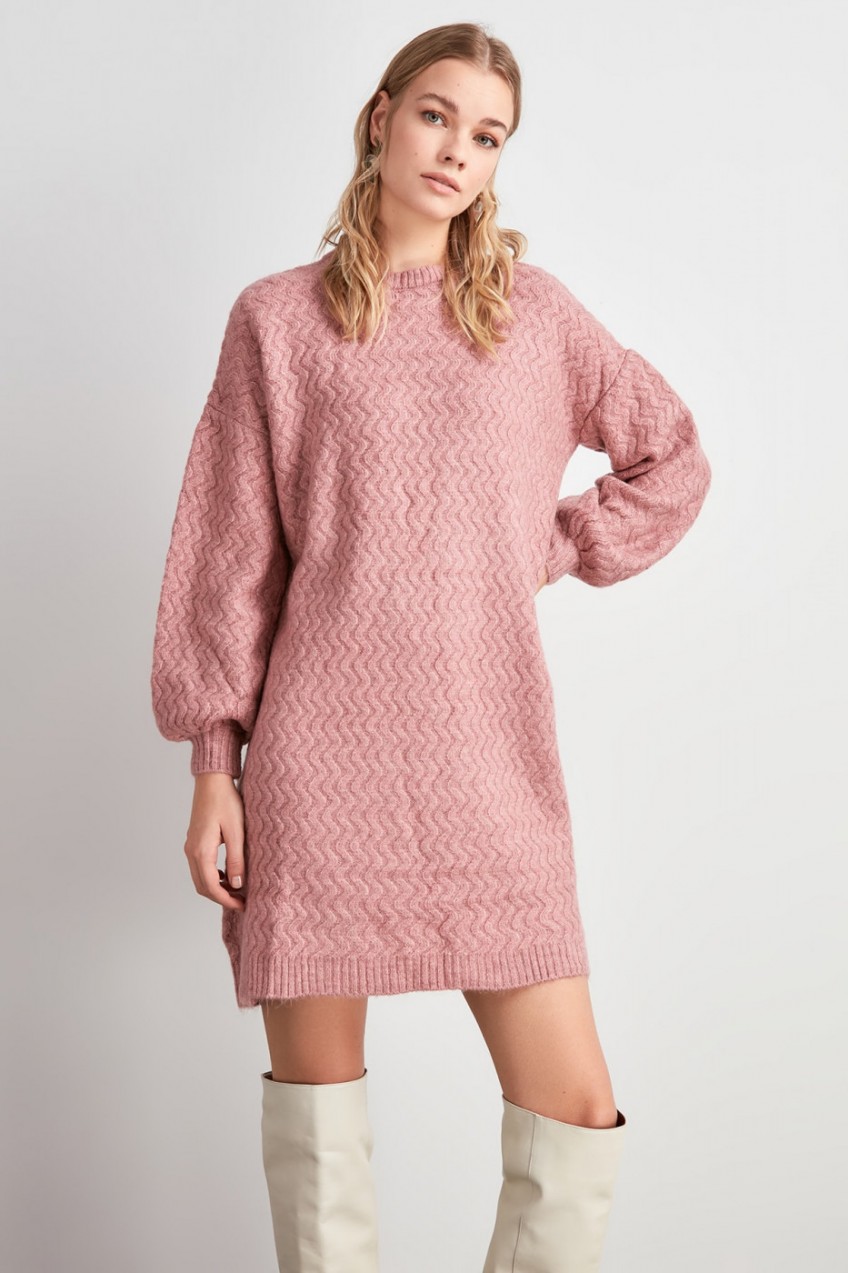 Trendyol Rose Dry Knitted Detailed Knitwear Dress