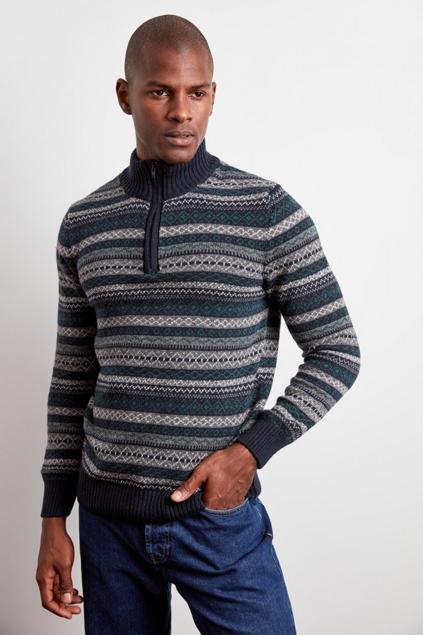 Trendyol Navy Blue Men's Jacquard Sweater