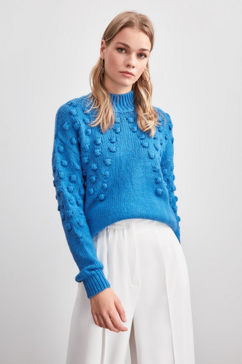 Trendyol Blue Knit Detailed Sweater