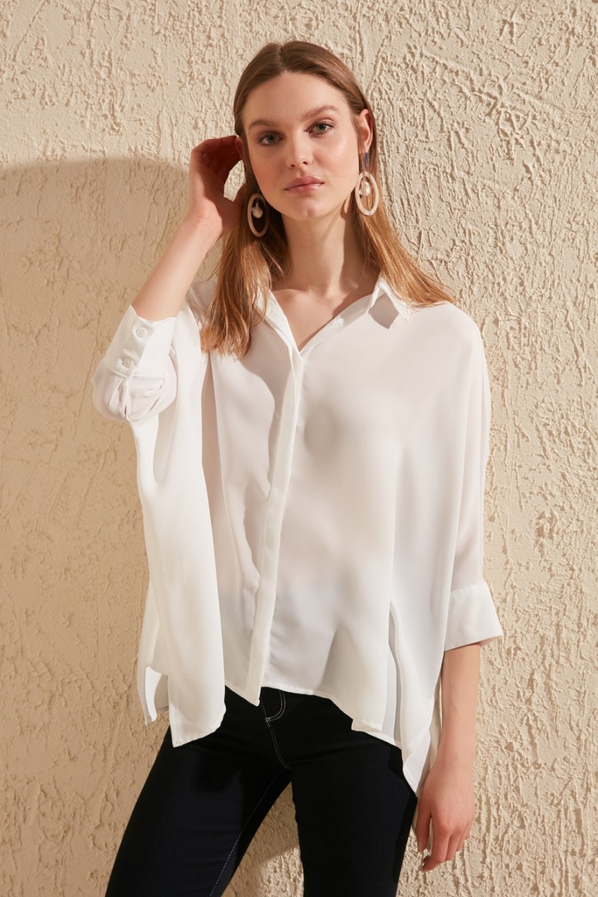 Trendyol White Asymmetric Shirt