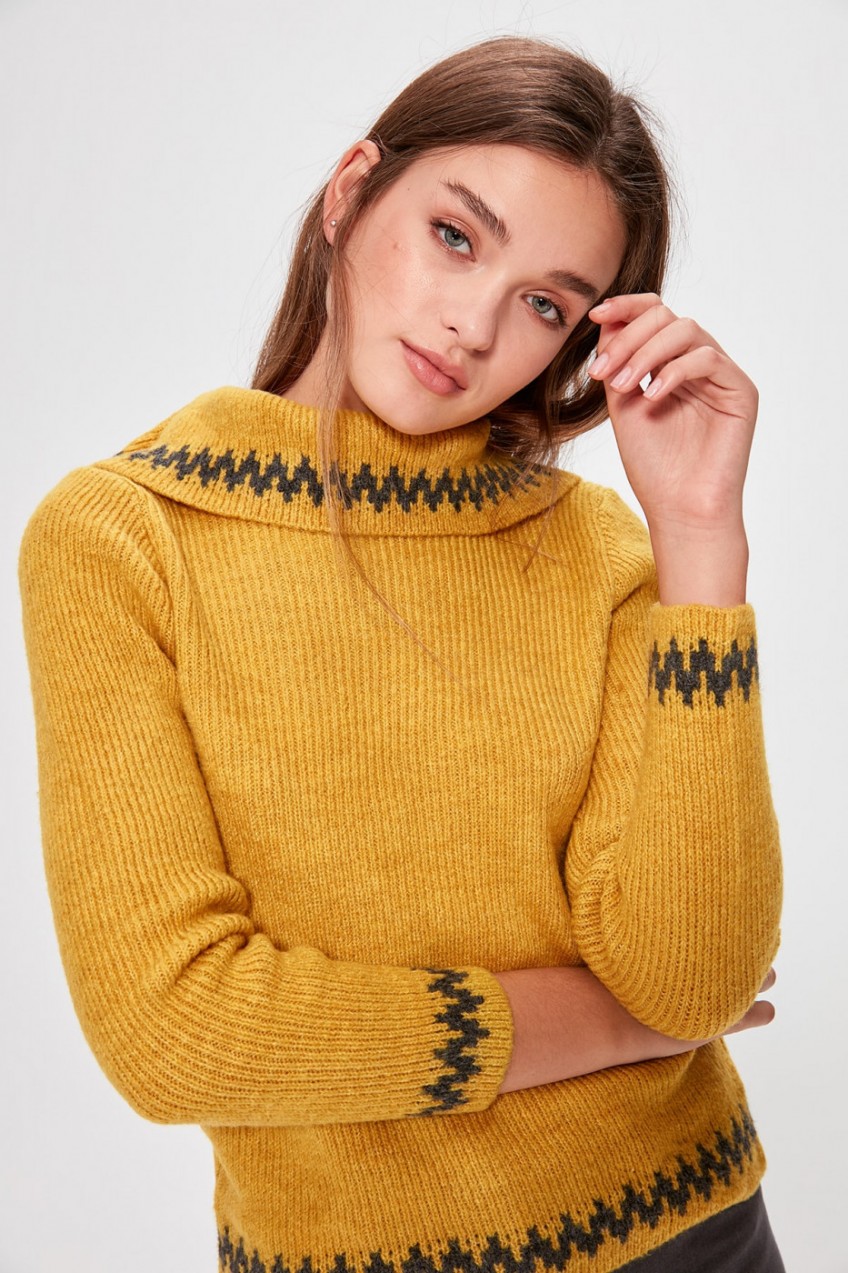 Trendyol Mustard Kayak Collar Knitwear Sweater
