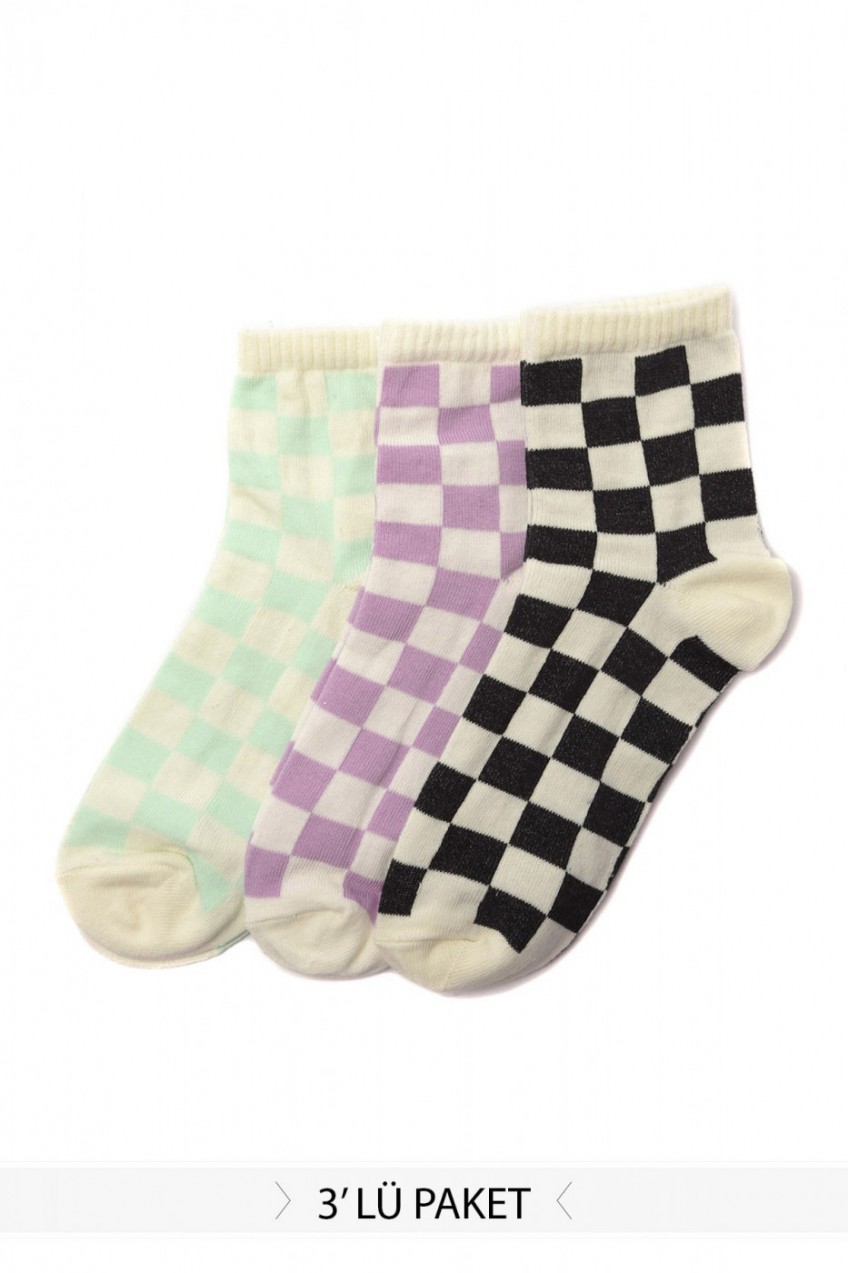 Trendyol Multicolor Checker Pattern 3-Pack Socks