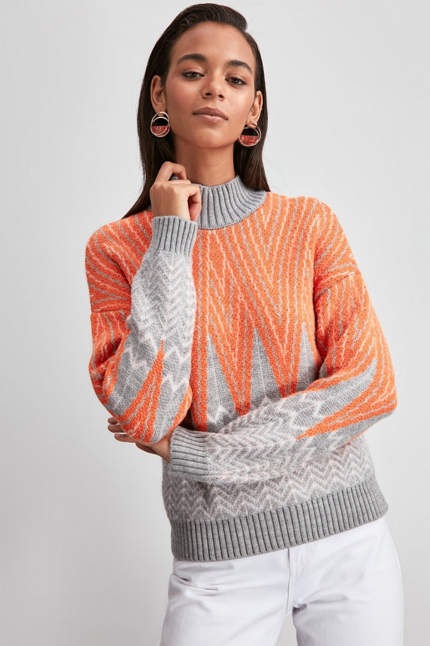 Trendyol Orange Upright Collar Knitwear Sweater