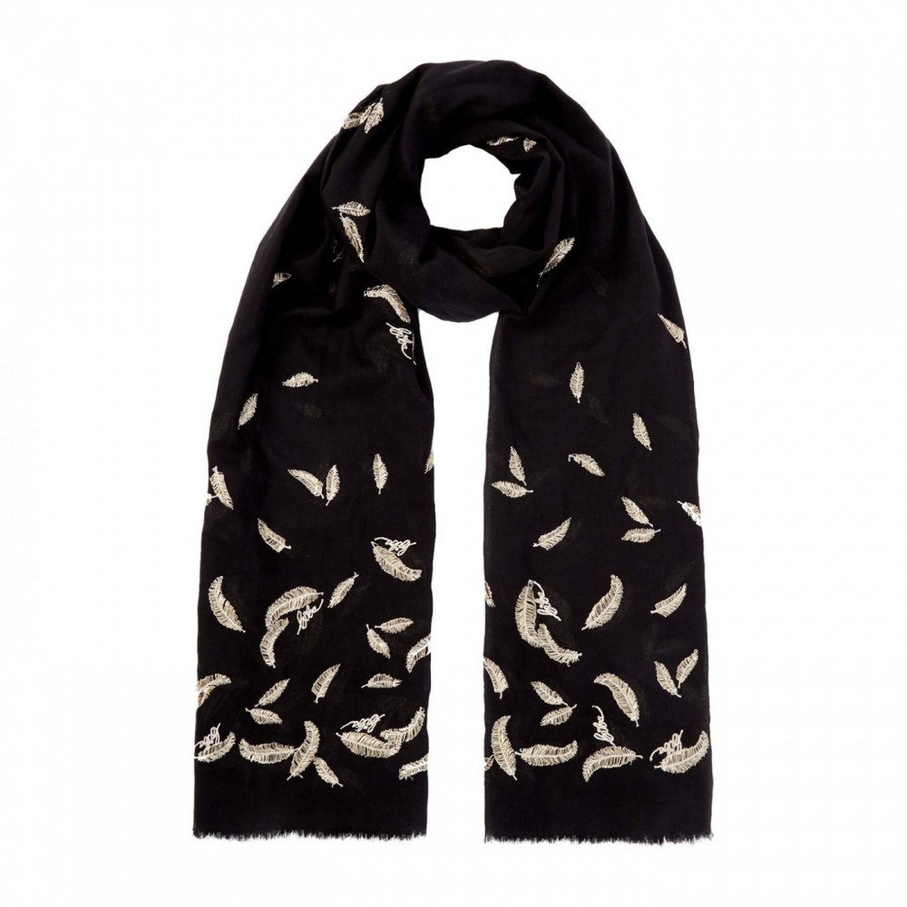 Biba Feather Embroidered Scarf