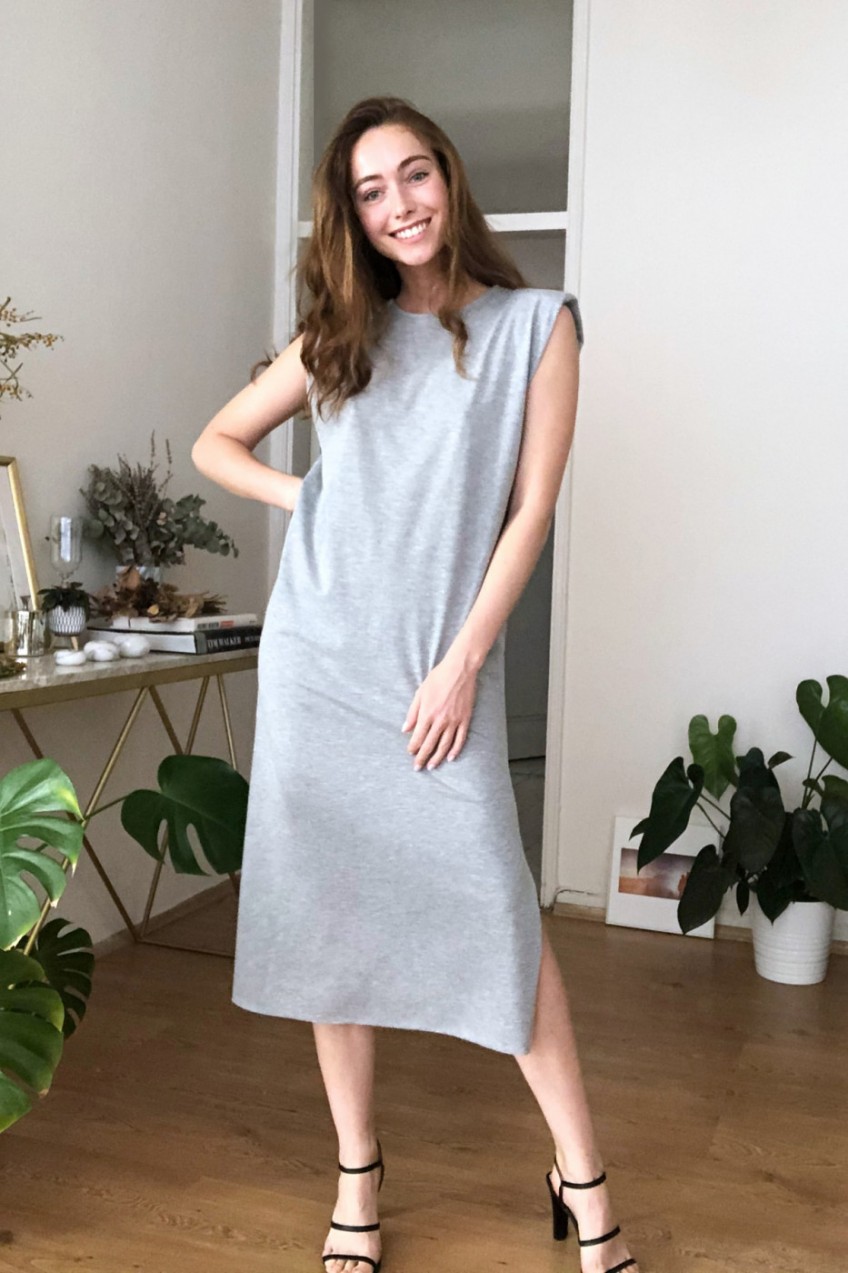 Trendyol Grey Wattle Midi Knitting Dress