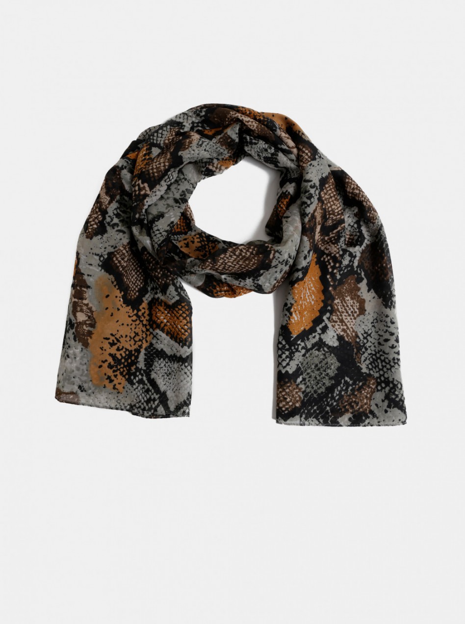 Grey Scarf with Snake Pattern Pieces Hannah