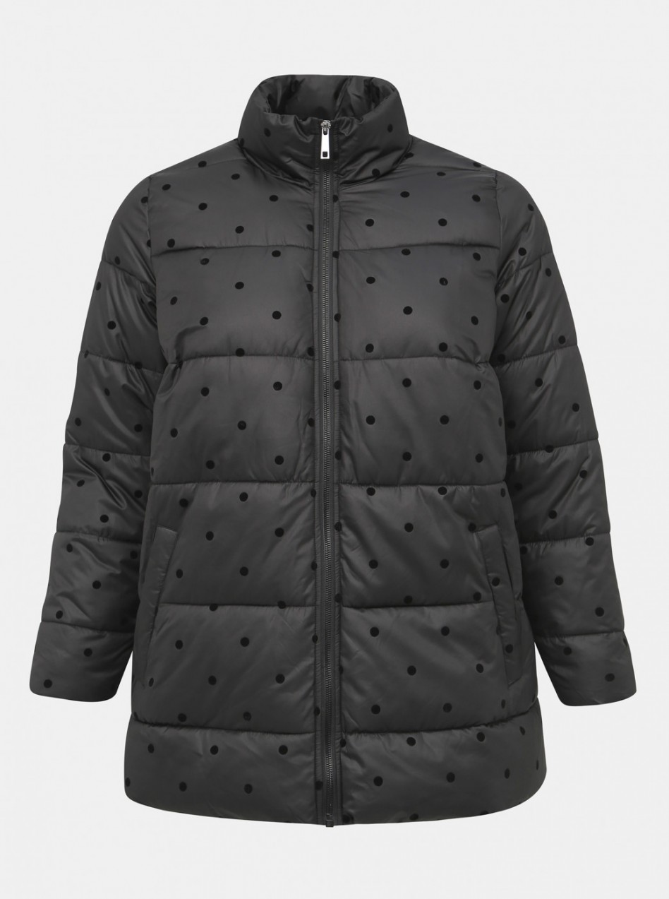 Zizzi Dot Black Polka Dot Quilt Winter Jacket