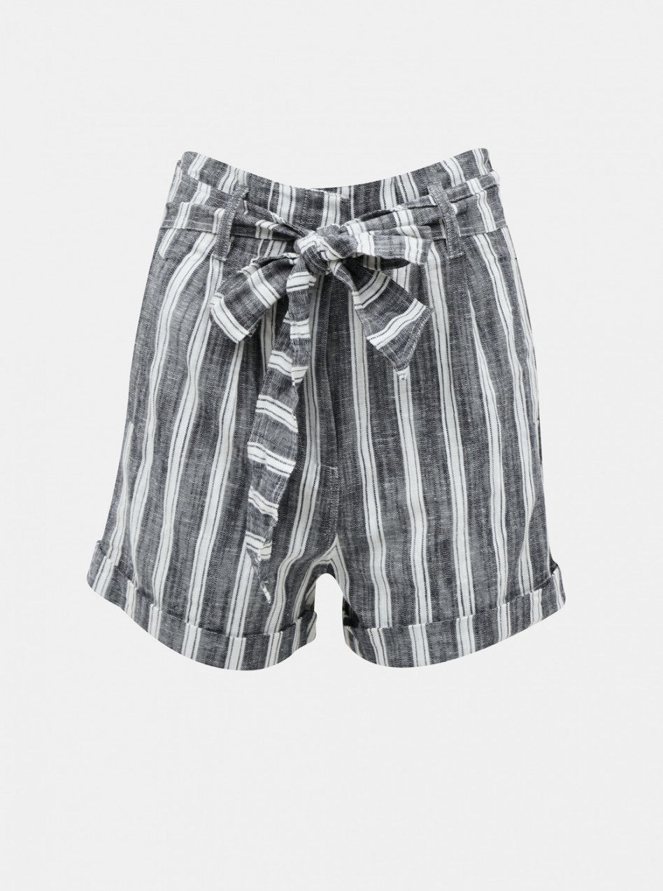 Grey Women's Striped Shorts with Alcott Flax