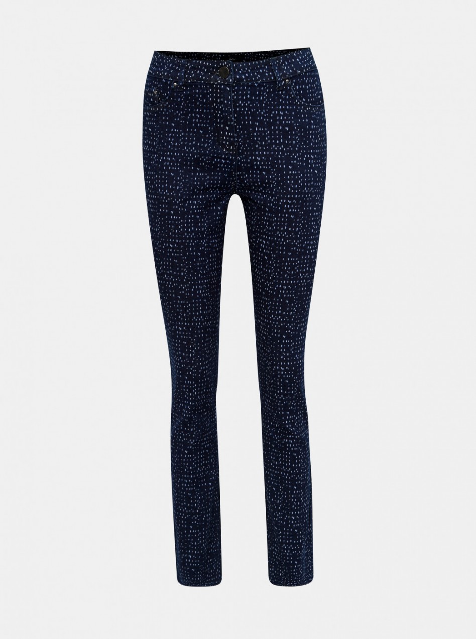Dark Blue Dotted Slim Fit Jeans M&Co