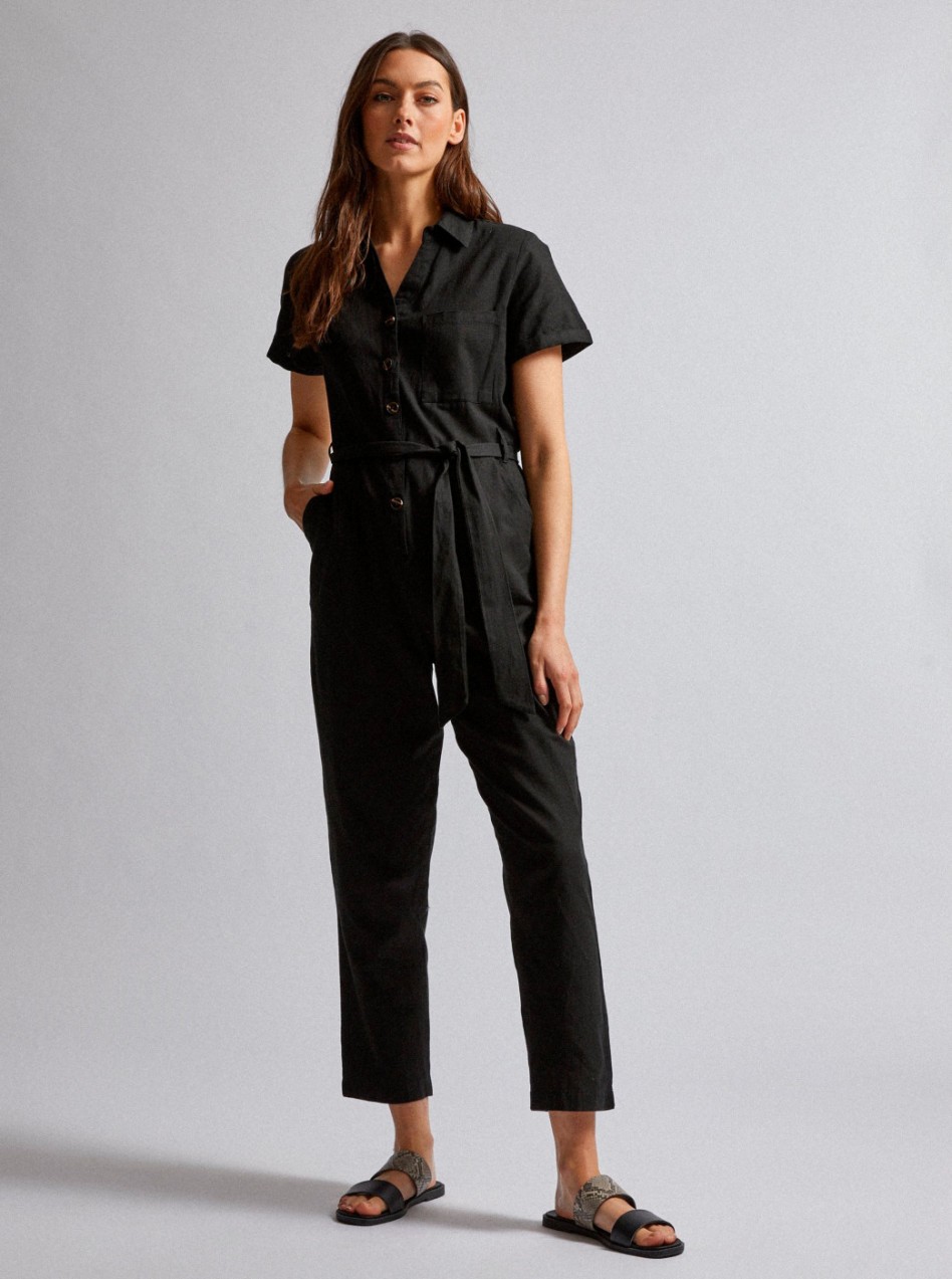 Black jumpsuit with Dorothy Perkins flax